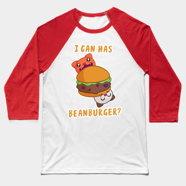 I can has beanburger? For cat Loving vegans and vegetarians Baseball T-Shirt by LeavesNotLives